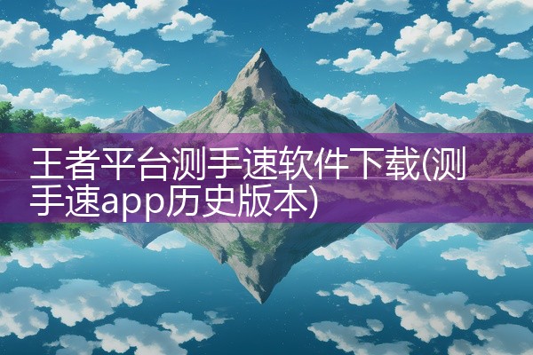 王者平台测手速软件下载
